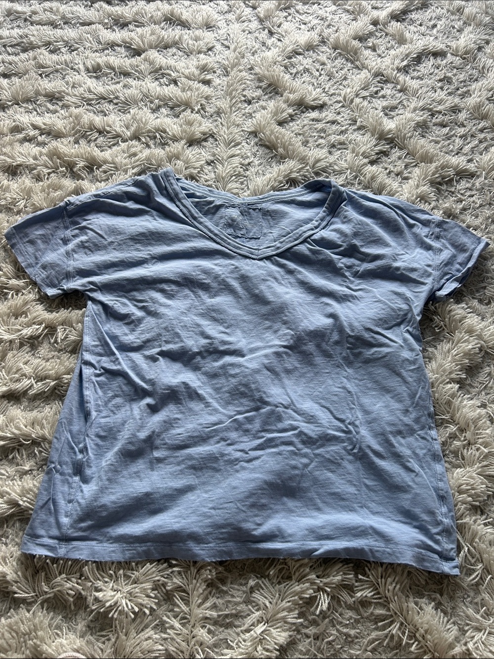 aerie Light Blue Short Sleeve V-Neck Tee